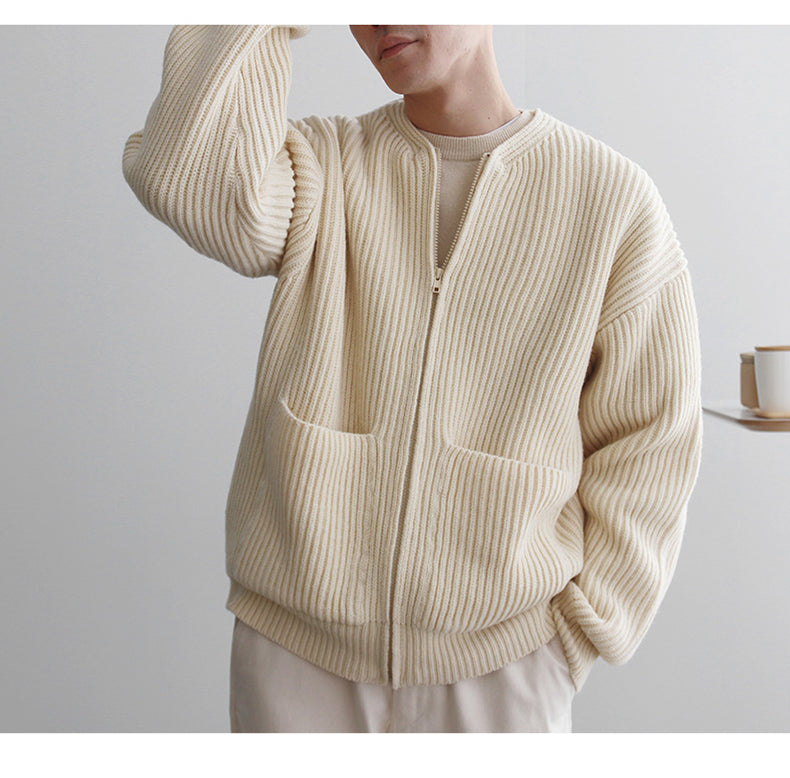 Men's Korean Version Of The Trend Of Solid Color Round Neck Sweater Loose Casual Lazy Style