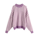 Knitted Top Houndstooth Knitted Sweater