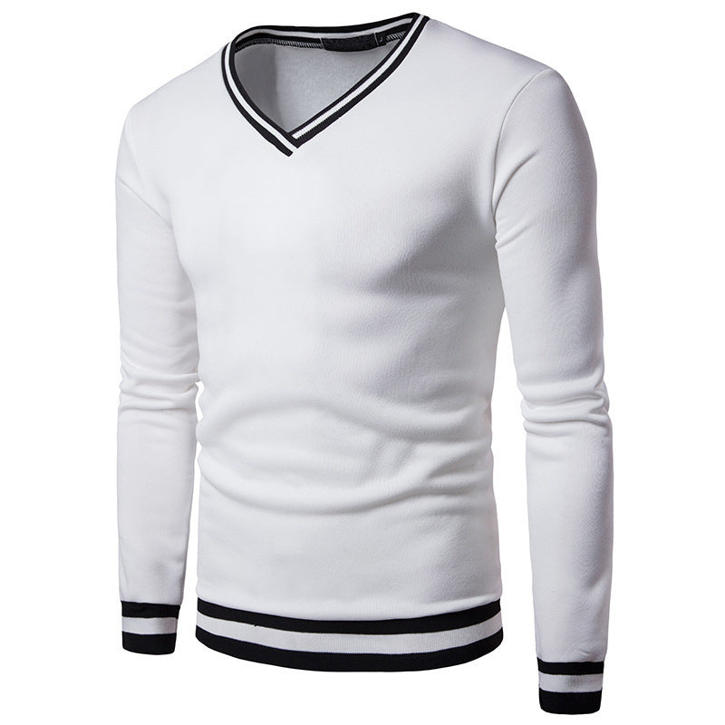 Men's Spring And Autumn Black And White Color Matching Luokou Casual Sweater