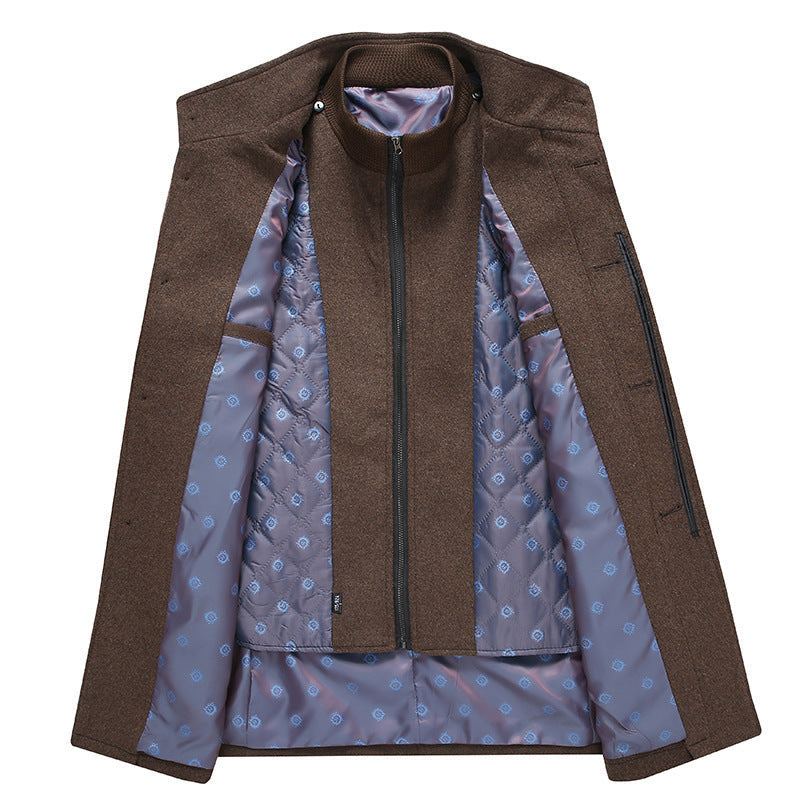 Double-Collar Detachable Vest Liner Coat Men