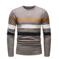 New Round Neck Sweater Men's Striped Color Blocking Slim Fit Sweater