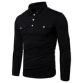 Men's New Lapel Long Sleeved T Shirt Military Style