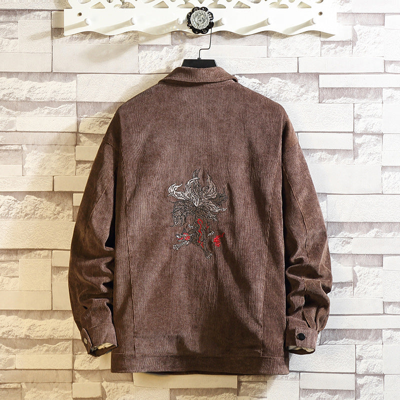 japanese Style Corduroy Embroidered Jacket