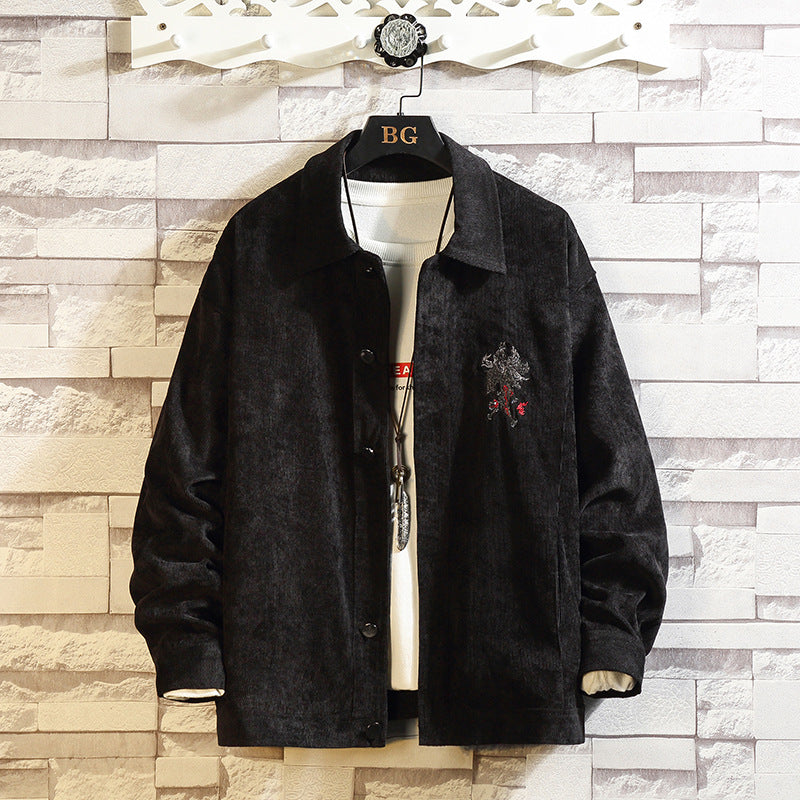 japanese Style Corduroy Embroidered Jacket