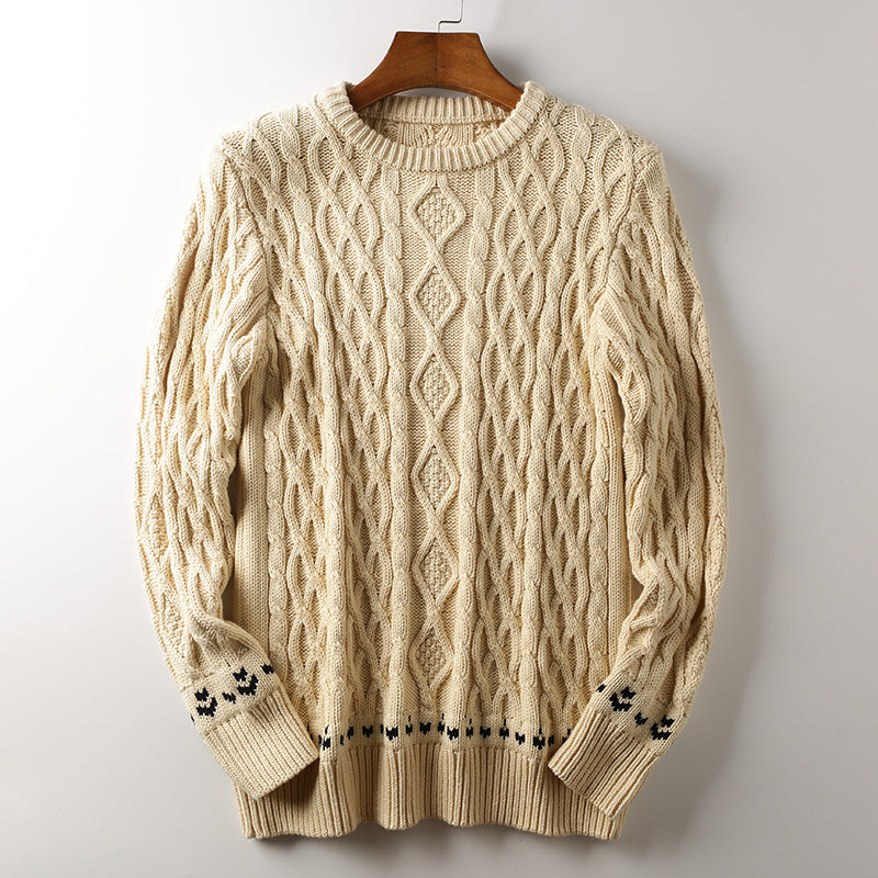 Three-dimensional Geometric Twist Knit Casual Sweater