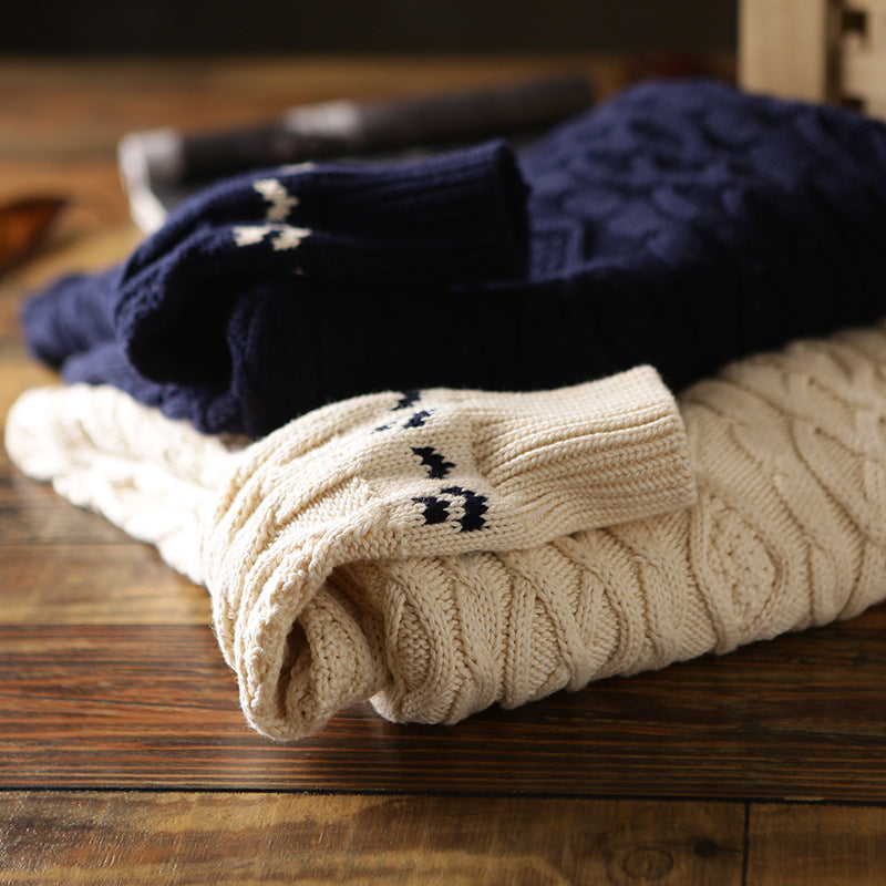 Three-dimensional Geometric Twist Knit Casual Sweater