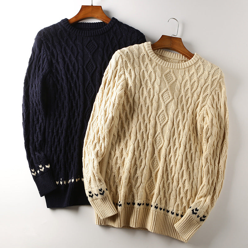 Three-dimensional Geometric Twist Knit Casual Sweater