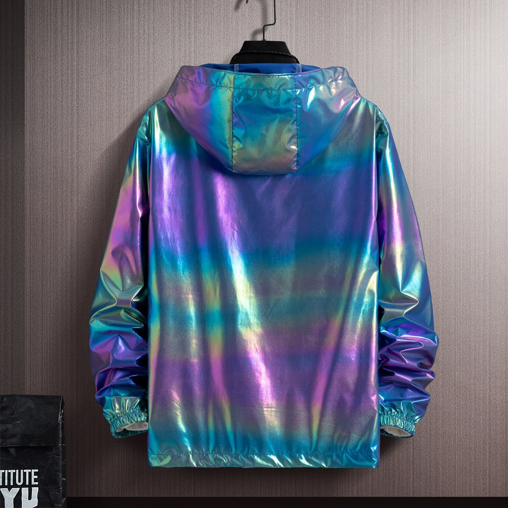 New Men's Shiny Sunscreen Hooded Jacket