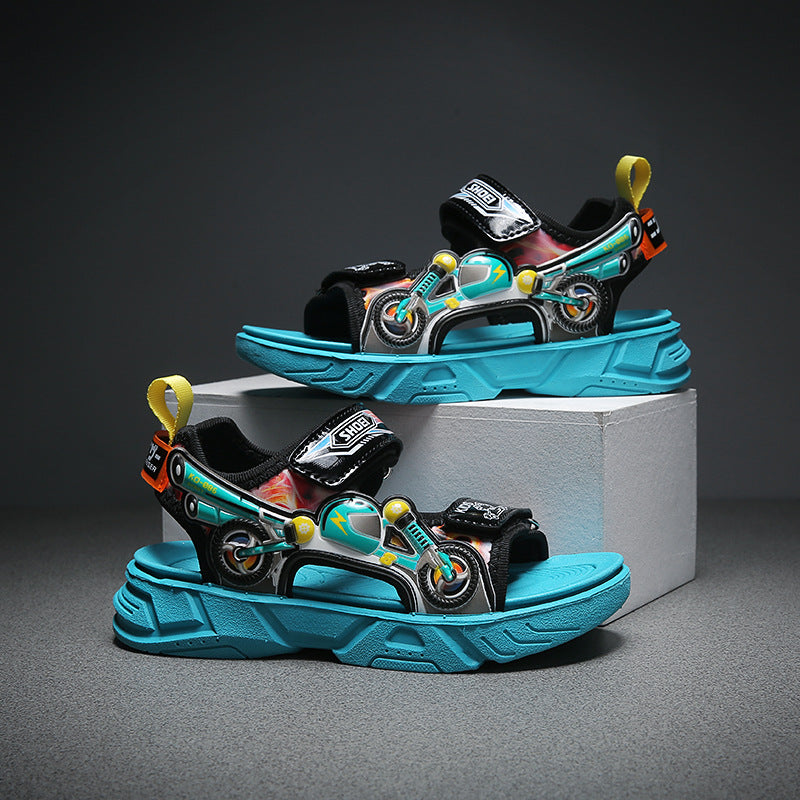 Summer Children's Soft-Soled Sandals, Big Children's Fashion Beach Shoes, Lightweight Boys' Student Shoes, One Drop-Off