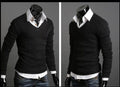 Spring And Autumn Foreign Trade Men'S Clothing New Style British Retro Style Self-Cultivation Sweater Men'S V-Neck Bottoming Shirt