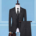 Men's Suit Three-Piece Wedding Banquet Suit Linen Stripe