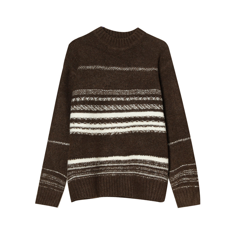 Striped Minimalist Design Long-Sleeved Knitted Couple Sweater