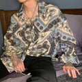 Cashew Flower Loose Shirt Men's Retro Totem Print Long Sleeve Shirt