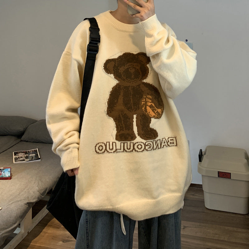 Cute Bear Jacquard Sweater Couple Loose And Lazy Warm Sweater