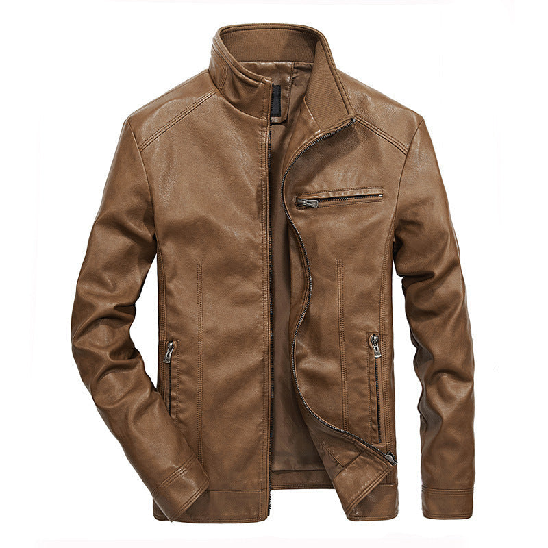 Men's Spring And Autumn Locomotive Thin Leather Jacket