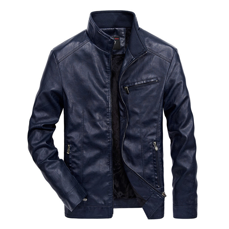 Men's Spring And Autumn Locomotive Thin Leather Jacket