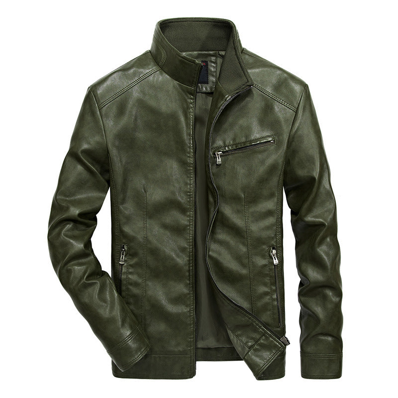 Men's Spring And Autumn Locomotive Thin Leather Jacket
