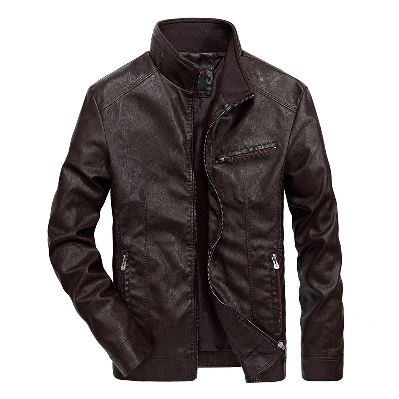 Men's Spring And Autumn Locomotive Thin Leather Jacket