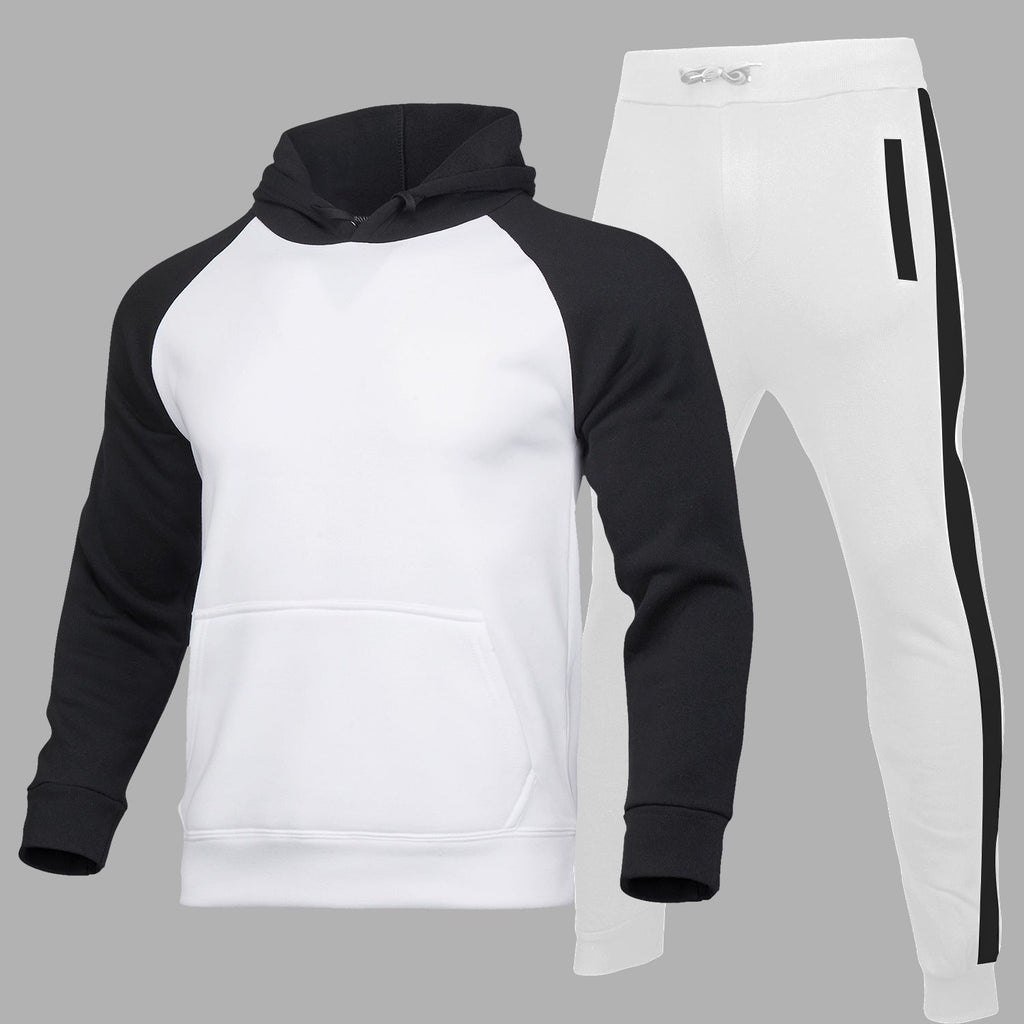 New Men's Cardigan Hooded Solid Color Sweater Suit Men's Casual Sports Suit