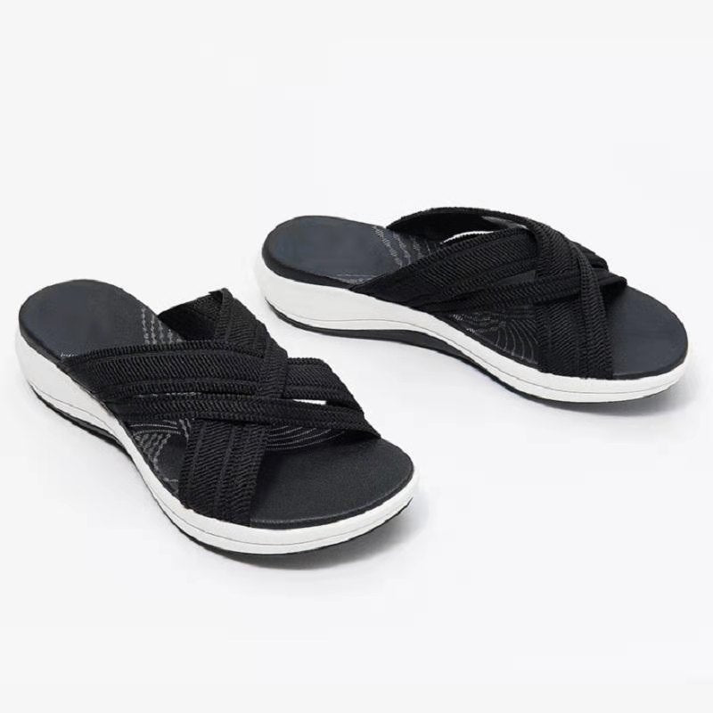 Large Size European And American Home Leisure Beach One-Line Women'S Slope Heel Slippers