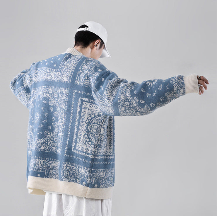 Retro Men'S Sweater Cardigan Autumn And Winter