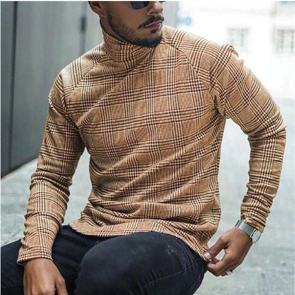 Men's high neck striped bottoming shirt