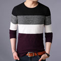 Youth Thick Korean Round Neck Striped Knit Bottoming Shirt