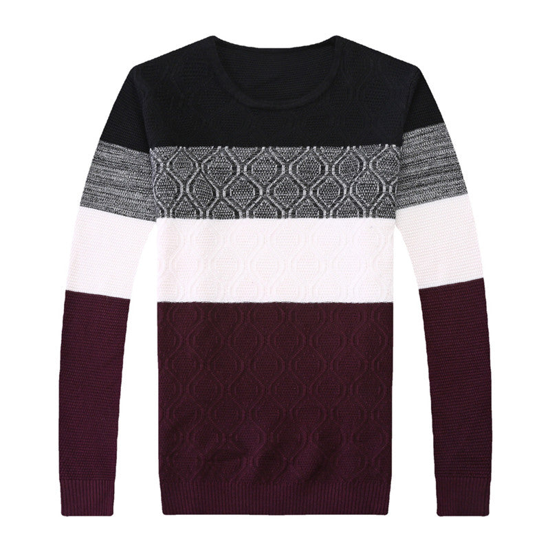 Youth Thick Korean Round Neck Striped Knit Bottoming Shirt