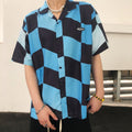 Tide Retro Checkerboard Plaid Short-sleeved Shirt