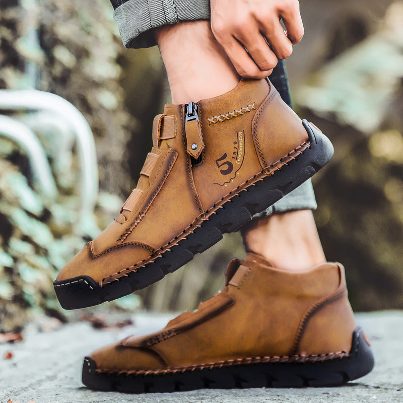 Leather Shoes New Casual Single Shoes Low Cut Round Toe Fashion Trend British Style
