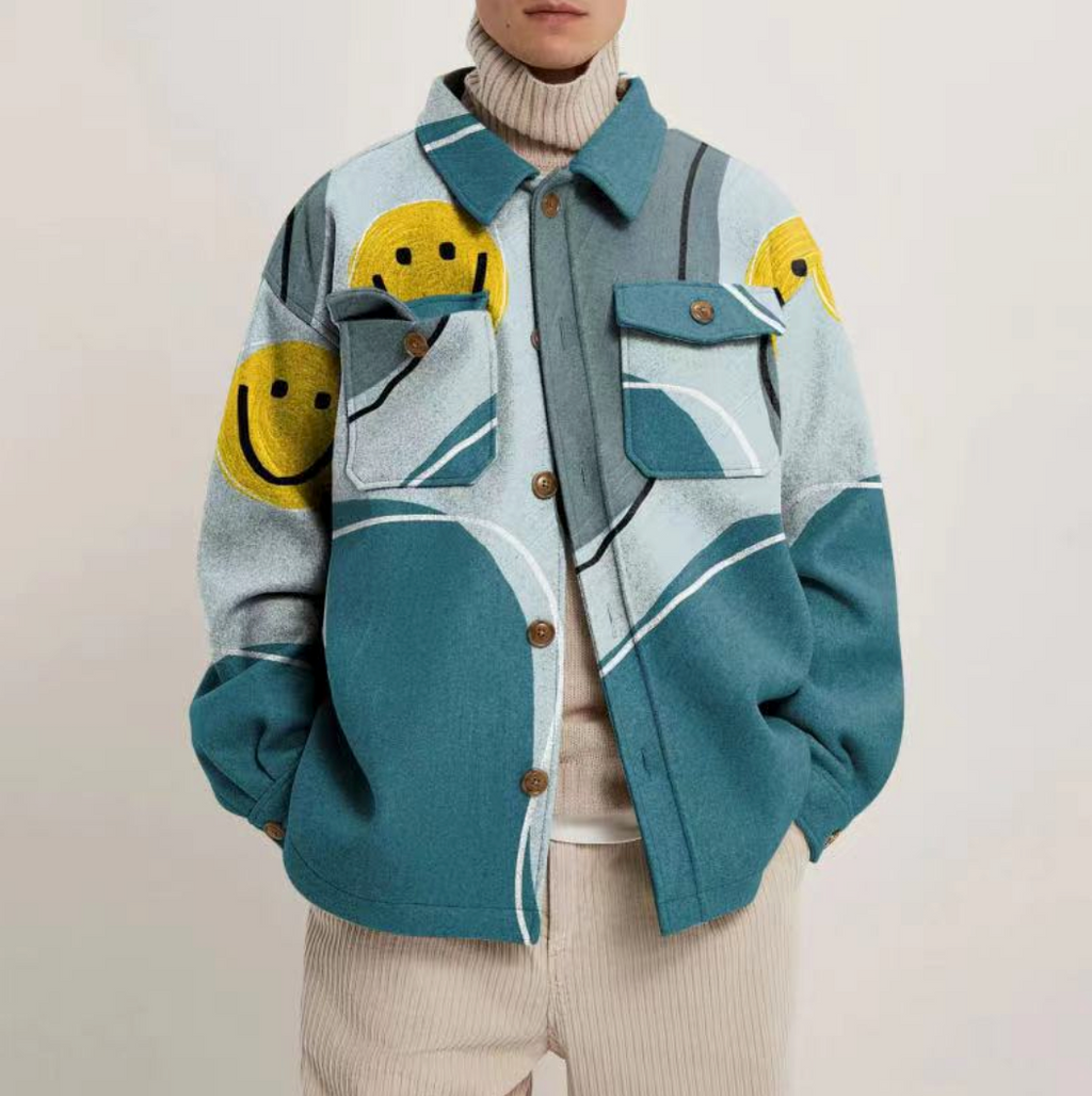 Lapel Print Jacket Men