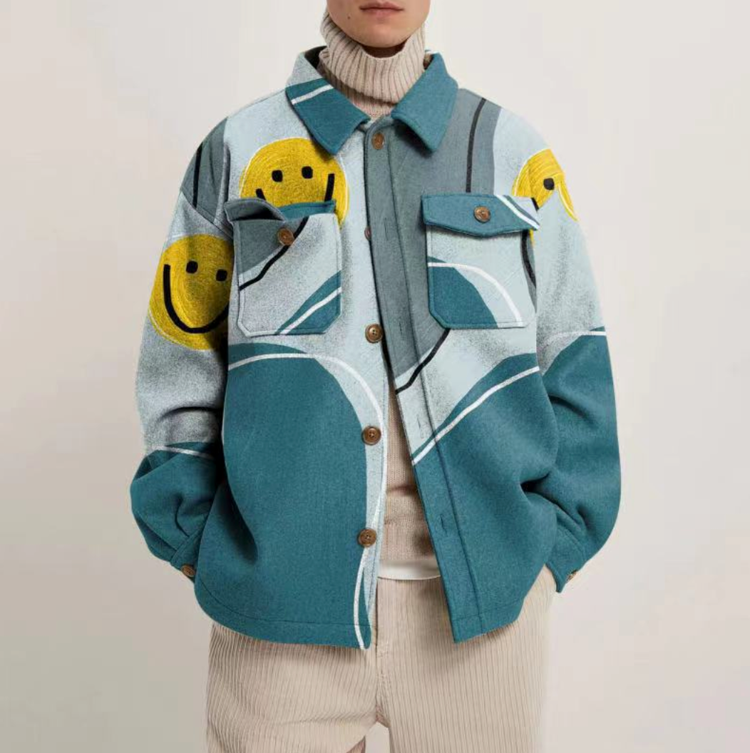 Lapel Print Jacket Men
