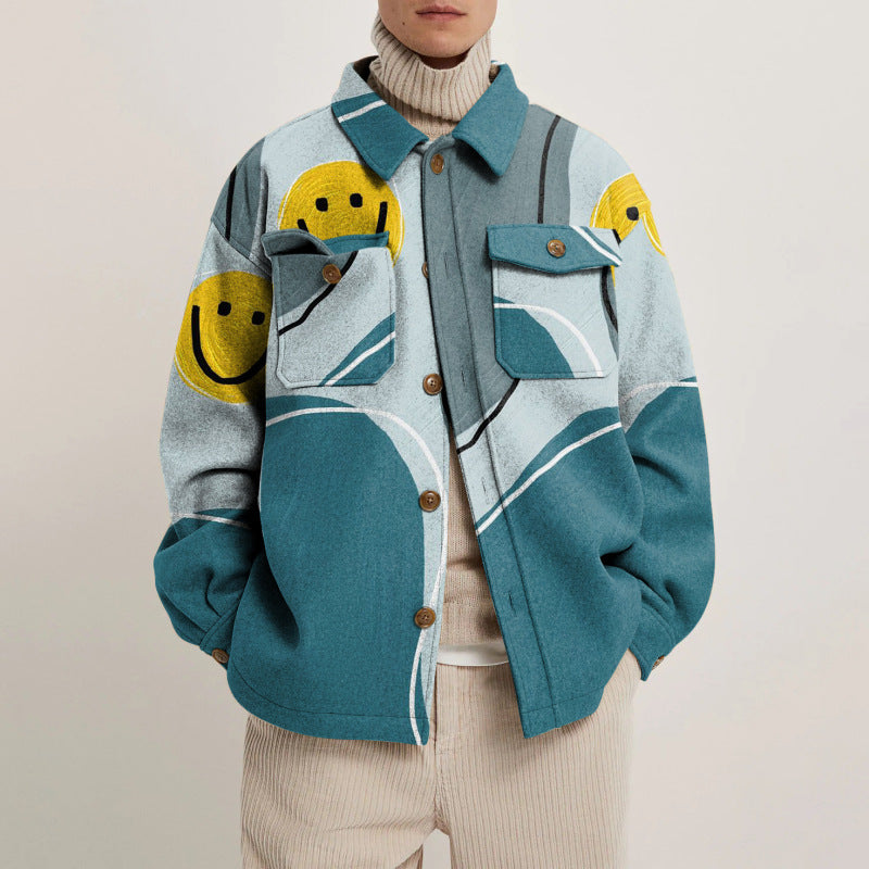 Lapel Print Jacket Men