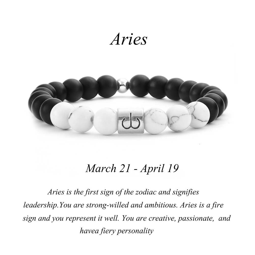 Frosted Black Agate White Turquoise Couple Bracelet
