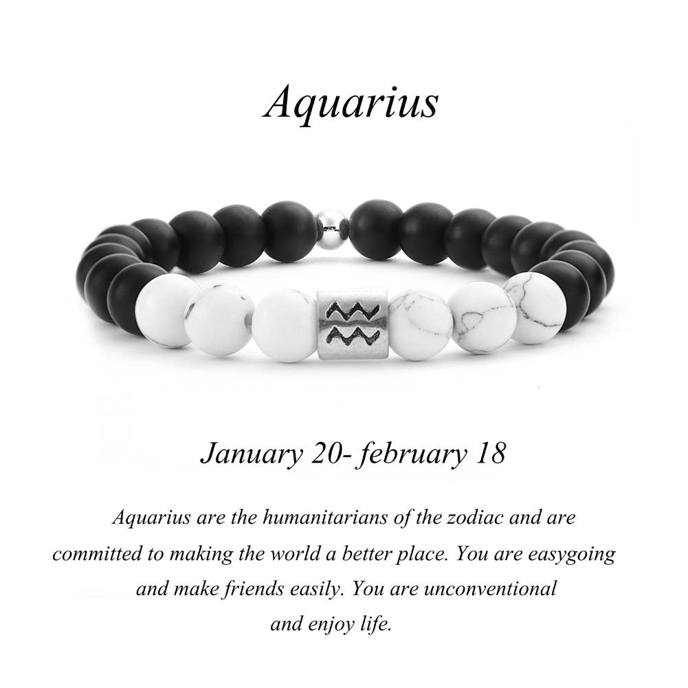 Frosted Black Agate White Turquoise Couple Bracelet