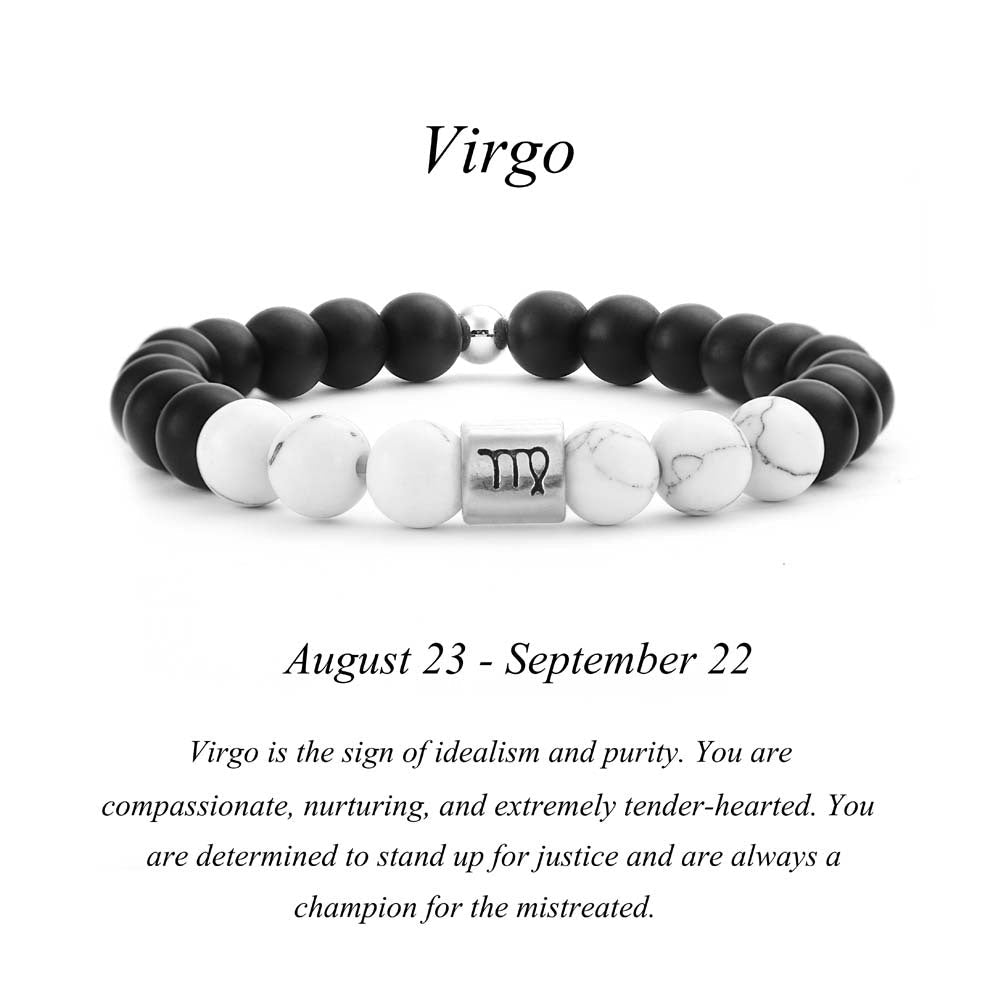 Frosted Black Agate White Turquoise Couple Bracelet