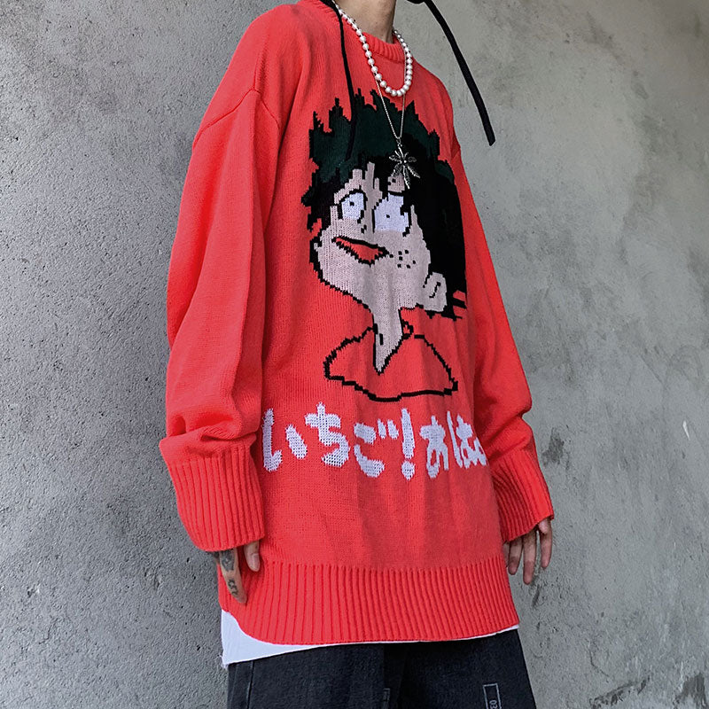 Cartoon Loose Pullover Sweater men