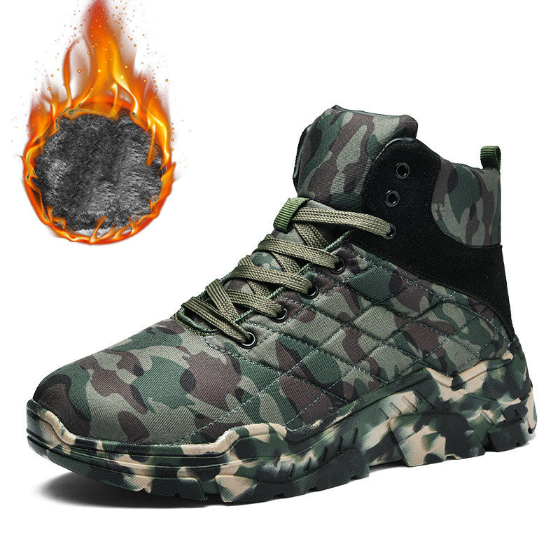 Snow Boots High Top Plus Velvet Shoes Waterproof Wear Resistant Hiking Shoes