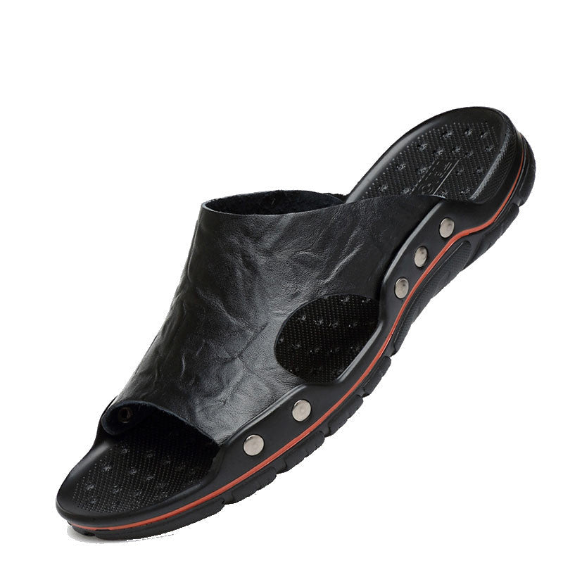 Summer New Cool And Breathable Men's Shoes One Word Slippers Beach Sandals