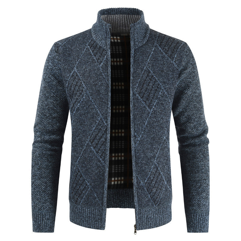 Sweater Stand Collar Knit Sweater Plus Velvet Outer Wear Cardigan Jacket