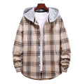 Hooded Plaid Long-Sleeved Shirt Men