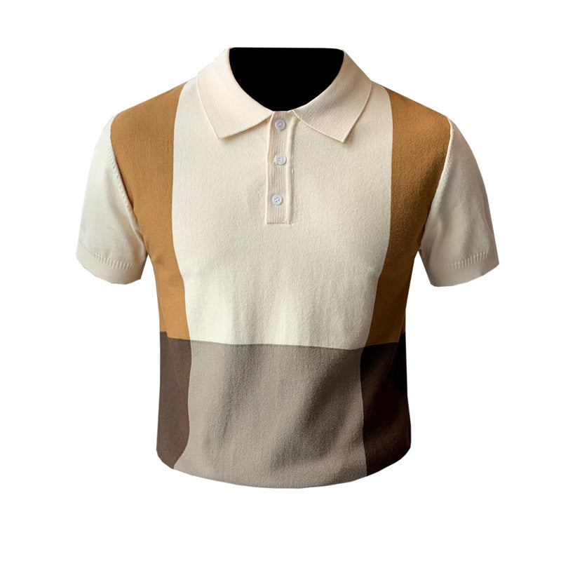 British Men's POLO Shirt, Trendy Slim Ice Silk T-shirt