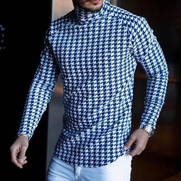 Men's high neck striped bottoming shirt