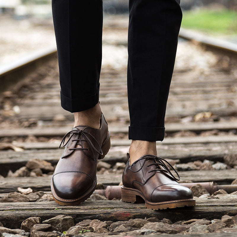 Casual Men's Business Three-joint Leather Shoes British Retro Handmade