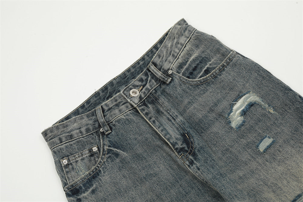Retro Washed Old Vibe Trend Straight-leg Wide-leg Pants