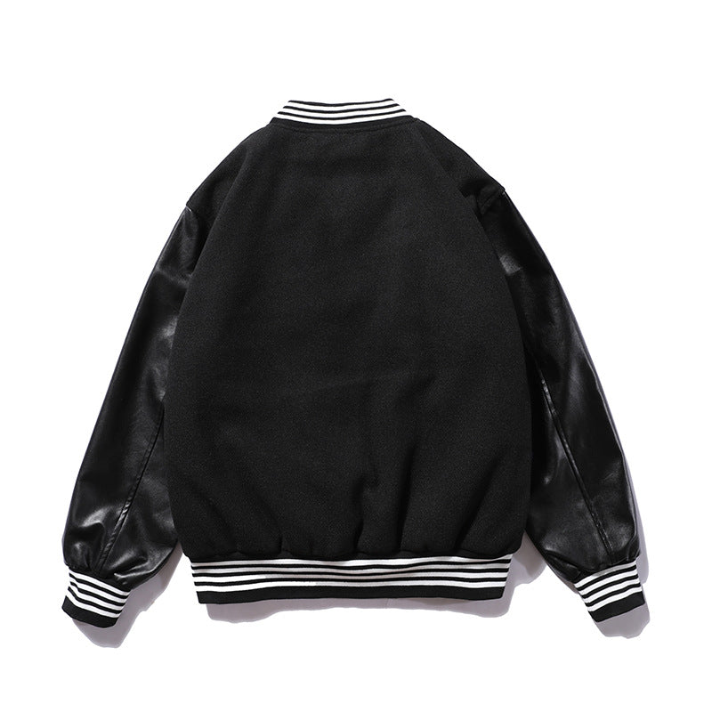Embroidered Baseball Uniform Men's Stand-Up Collar Quilted Jacket