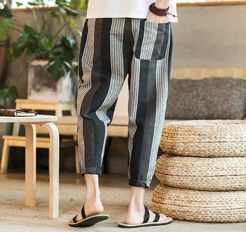 Chinese Style New Cotton And Linen Large Size Casual Youth Feet Japanese Men's Pants