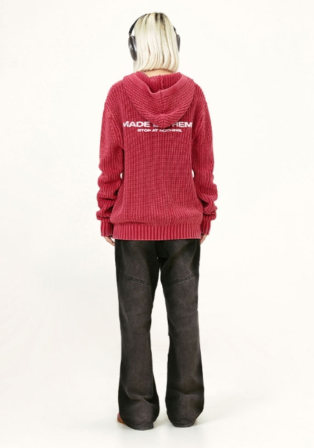 American Street Washed Distressed Printed Long-sleeved Hooded Sweater For Men And Women