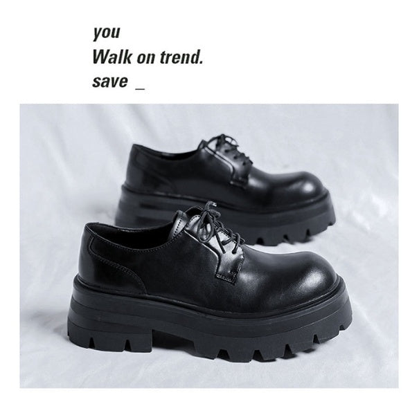 Men's Leather Shoes Business Formal Wear Big Head High-grade British Style Thick Sole Increased