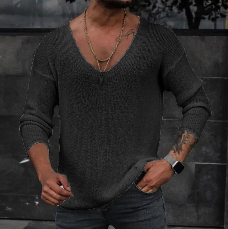 Long Sleeve V-neck Sweater Sweater Men's Independent Station Popular Men's Sweater